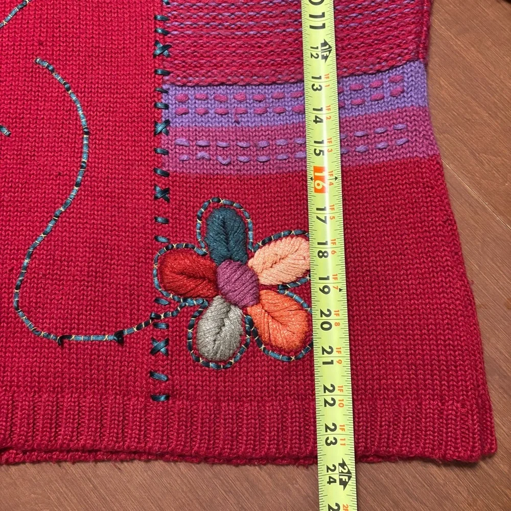 Wool blend vintage embroidered sweater, large - Picture 8 of 8